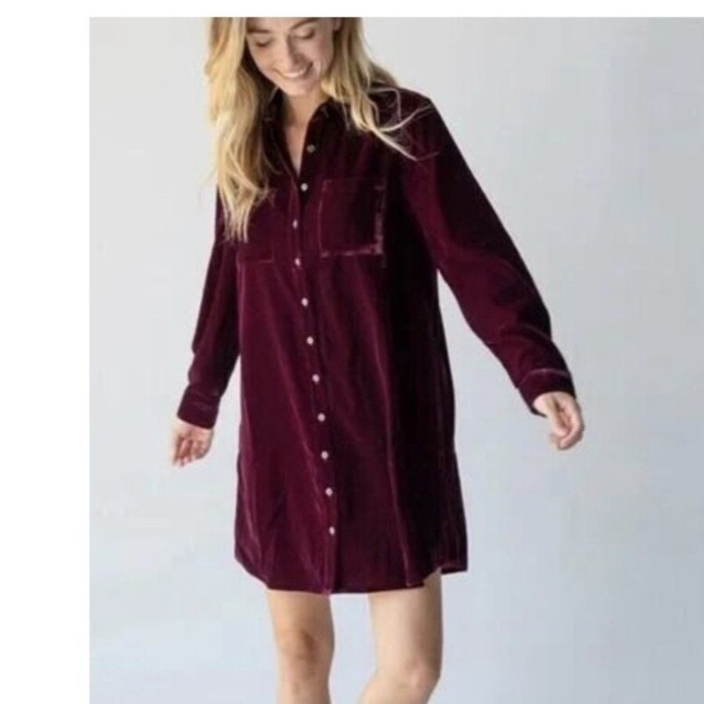 NATURAL LIFE Floral Velvet dress in Burgundy and Multicolor